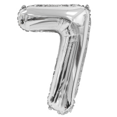 Шар (14"/36 см) Цифра 7, Серебро, 1 шт. в уп.