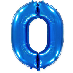 Ф Шар (40''/102 см) Цифра 0, Синий, 1 шт. в уп.