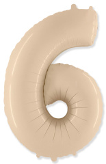 Ф Шар (40''/102 см) Цифра 6/9, Кремовый, 1 шт. в уп.