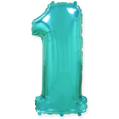 Ф Шар (40''/102 см) Цифра 1, Тиффани, 1 шт. в уп.